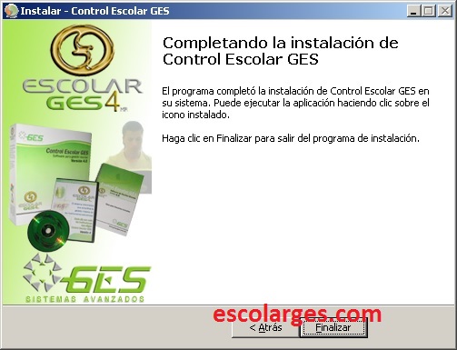 Finalizar instalación de Escolar GES