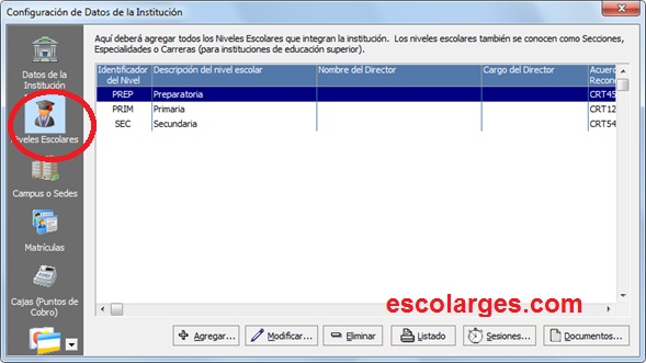 Niveles educativos en Escolar GES